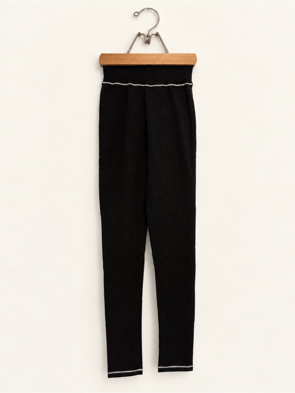 Repetto Black Ribbed Leggings with Contrast Stitching